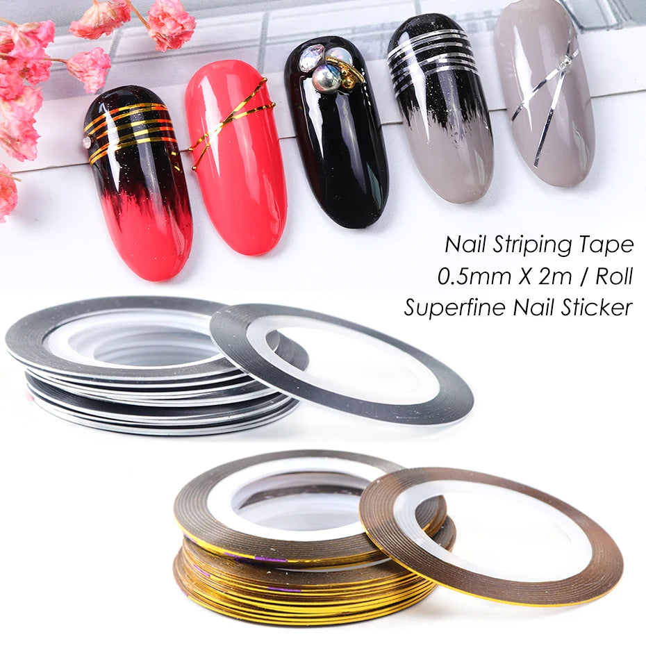 0.5mm Nail Striping Tape Adhesive Stickers Foils