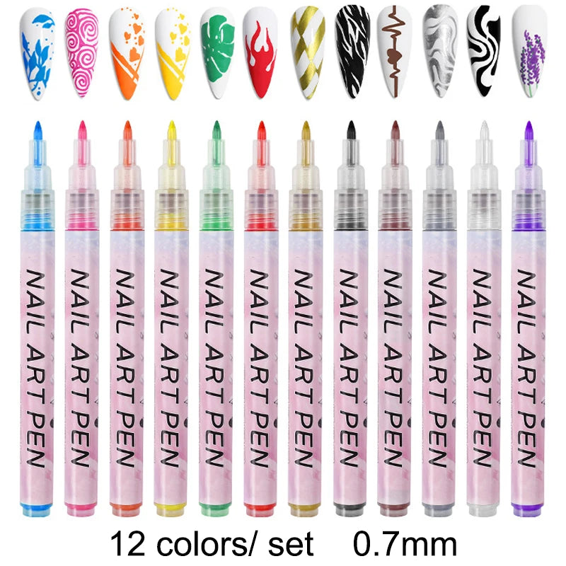 1 Set Nail Art Drawing Pen DIY 3D Abstract Line for Nail Art