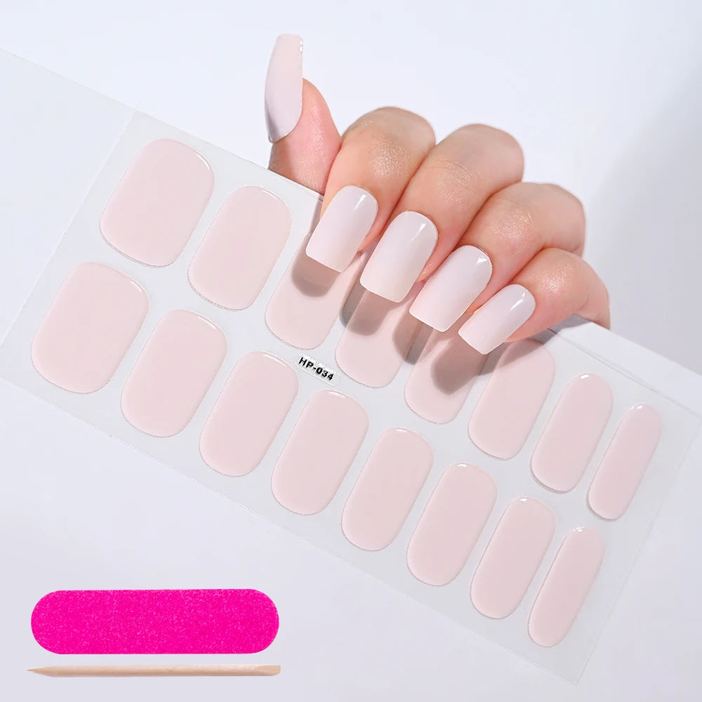 1 Sheet Semi-Cured Gel Nail Strips Waterproof Long Lasting