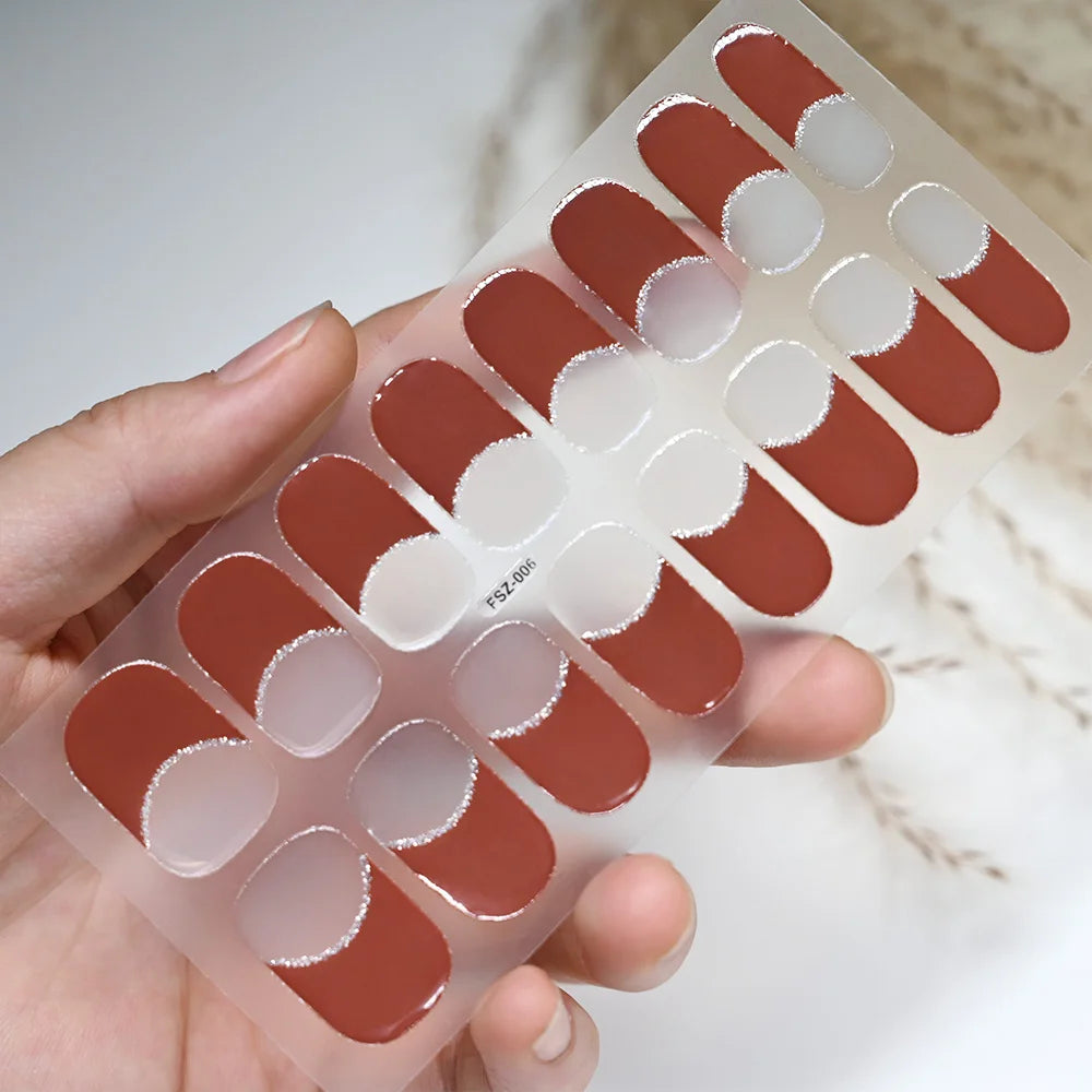 1 Sheet Semi-Cured Gel Nail Strips Waterproof Long Lasting
