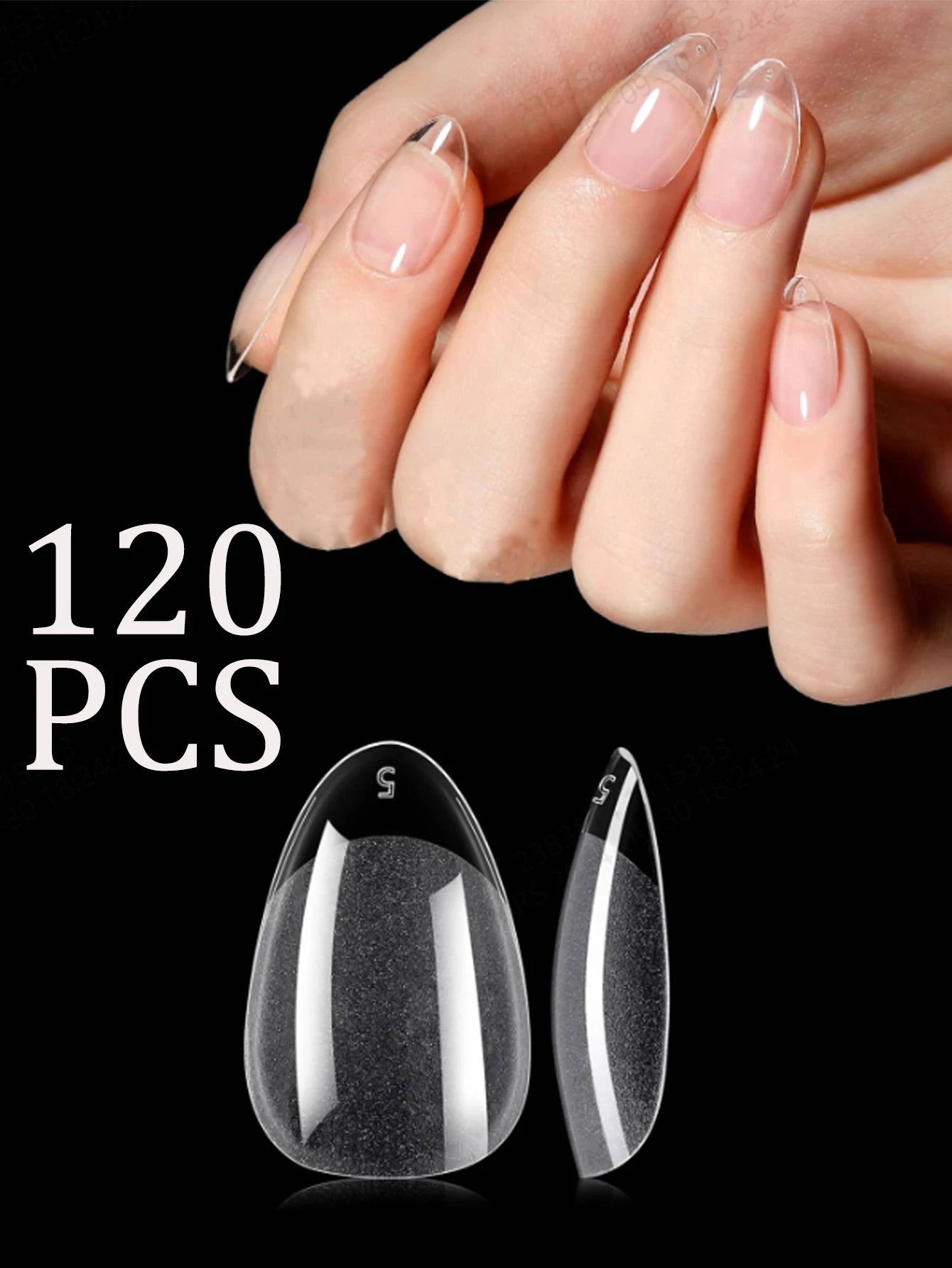 120Pcs Long Clear Various Size Nail Tips for Acrylic Nails