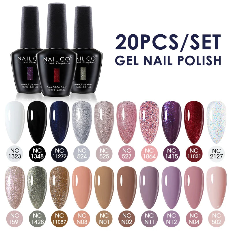 NAILCO 15ml 20/30pcs Gel Nail Polish Set