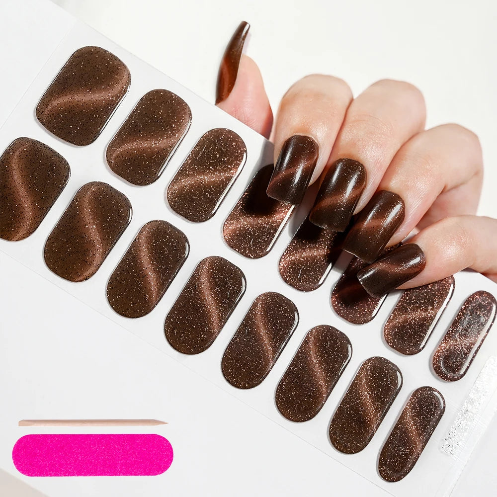 1 Sheet Semi-Cured Gel Nail Strips Waterproof Long Lasting