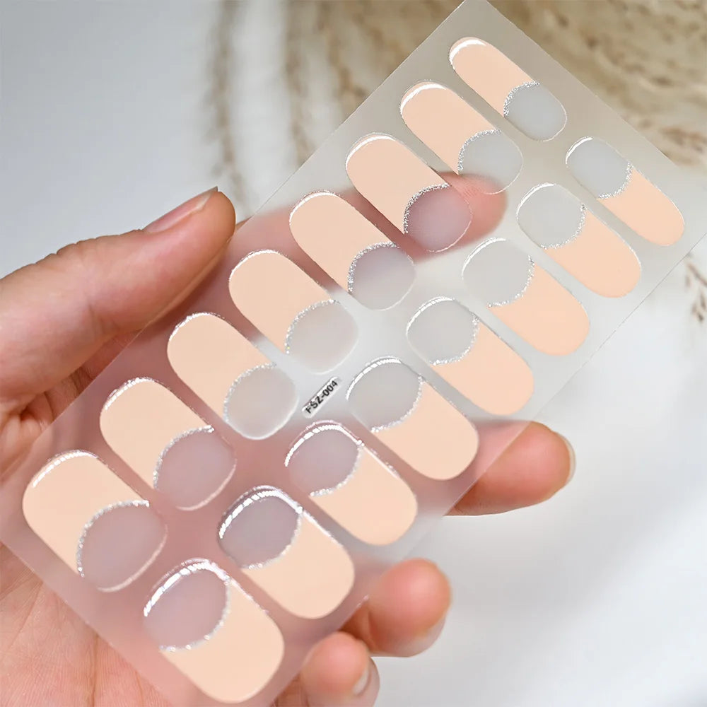 1 Sheet Semi-Cured Gel Nail Strips Waterproof Long Lasting
