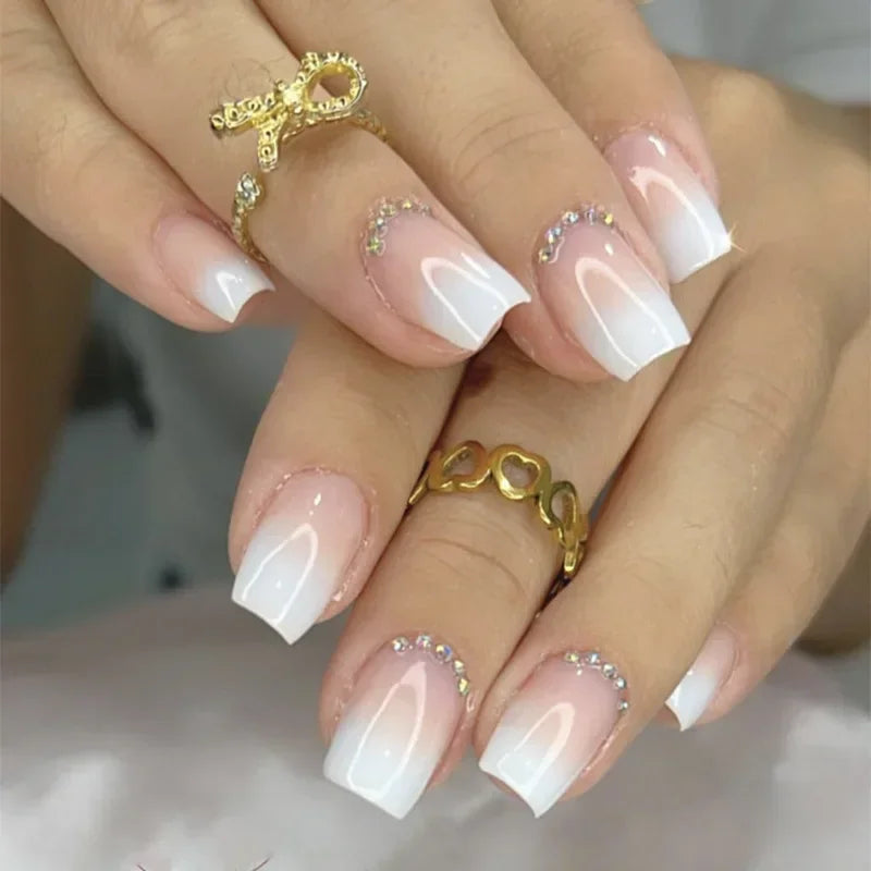 Glossy Press on French Nail Tips