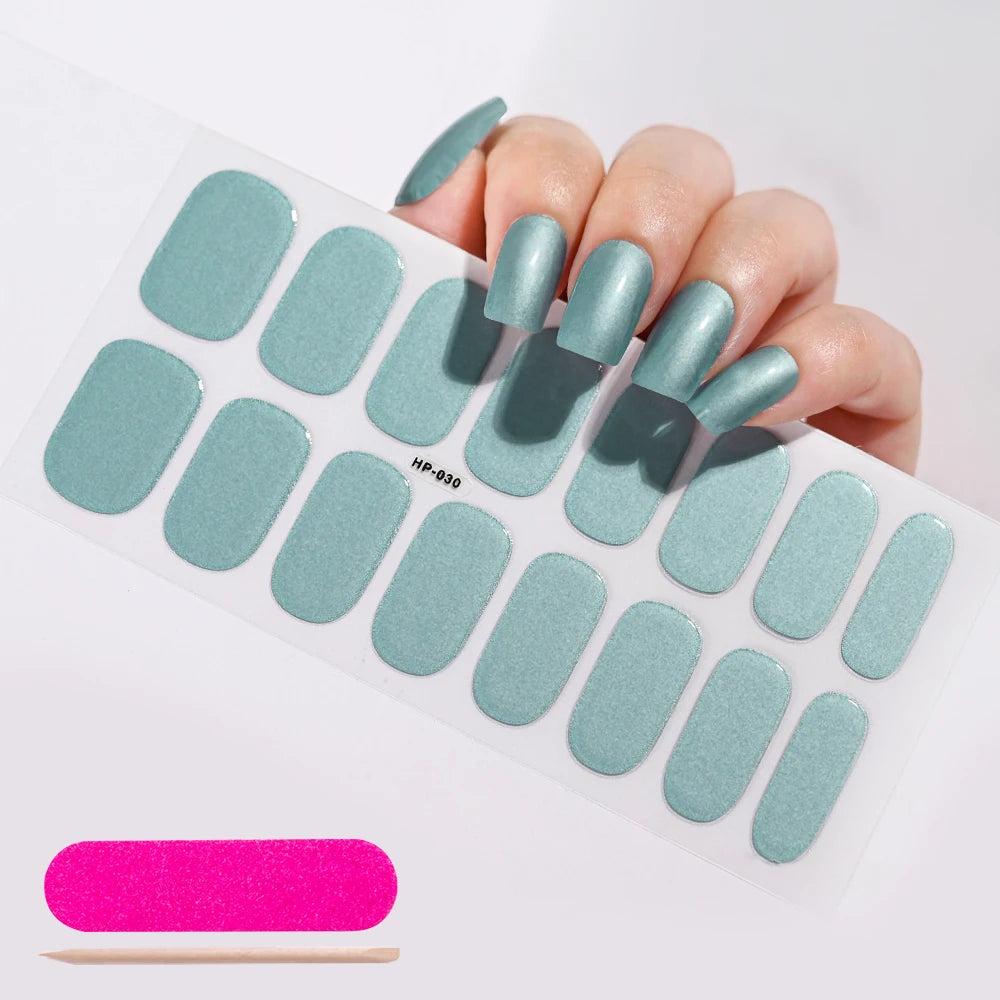 1 Sheet Semi-Cured Gel Nail Strips Waterproof Long Lasting