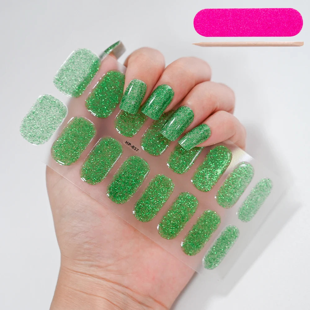 1 Sheet Semi-Cured Gel Nail Strips Waterproof Long Lasting