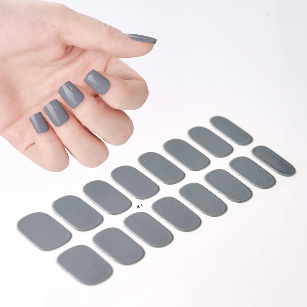 14pc Transparent Semi Cured Gel Nail Strips Nail Strengthening