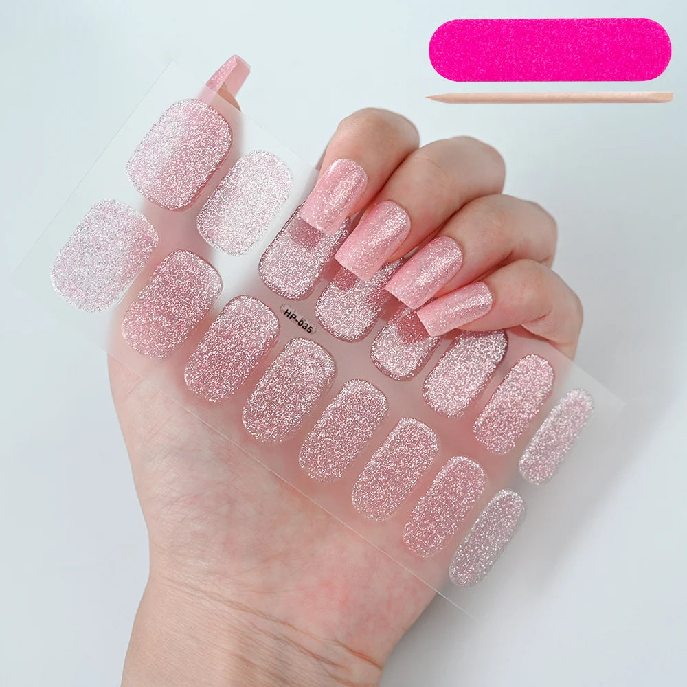 1 Sheet Semi-Cured Gel Nail Strips Waterproof Long Lasting