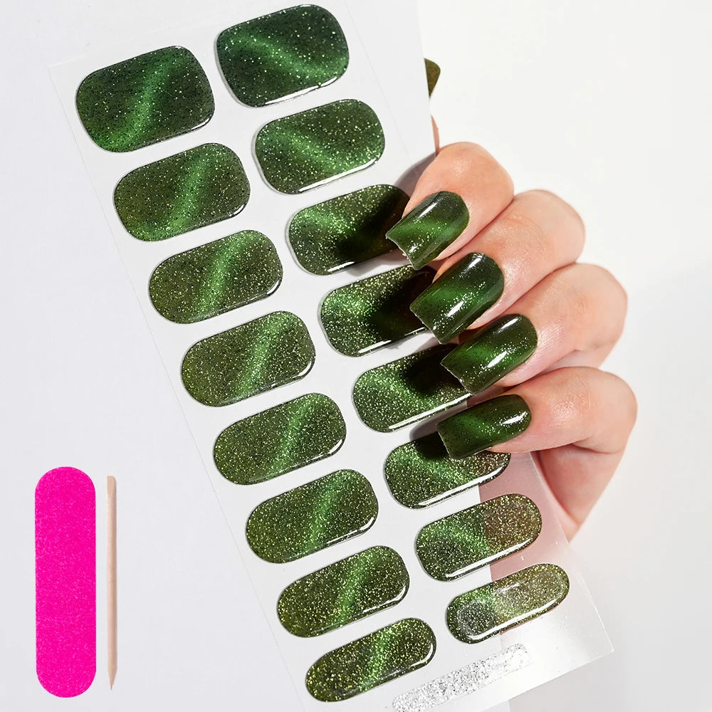 1 Sheet Semi-Cured Gel Nail Strips Waterproof Long Lasting