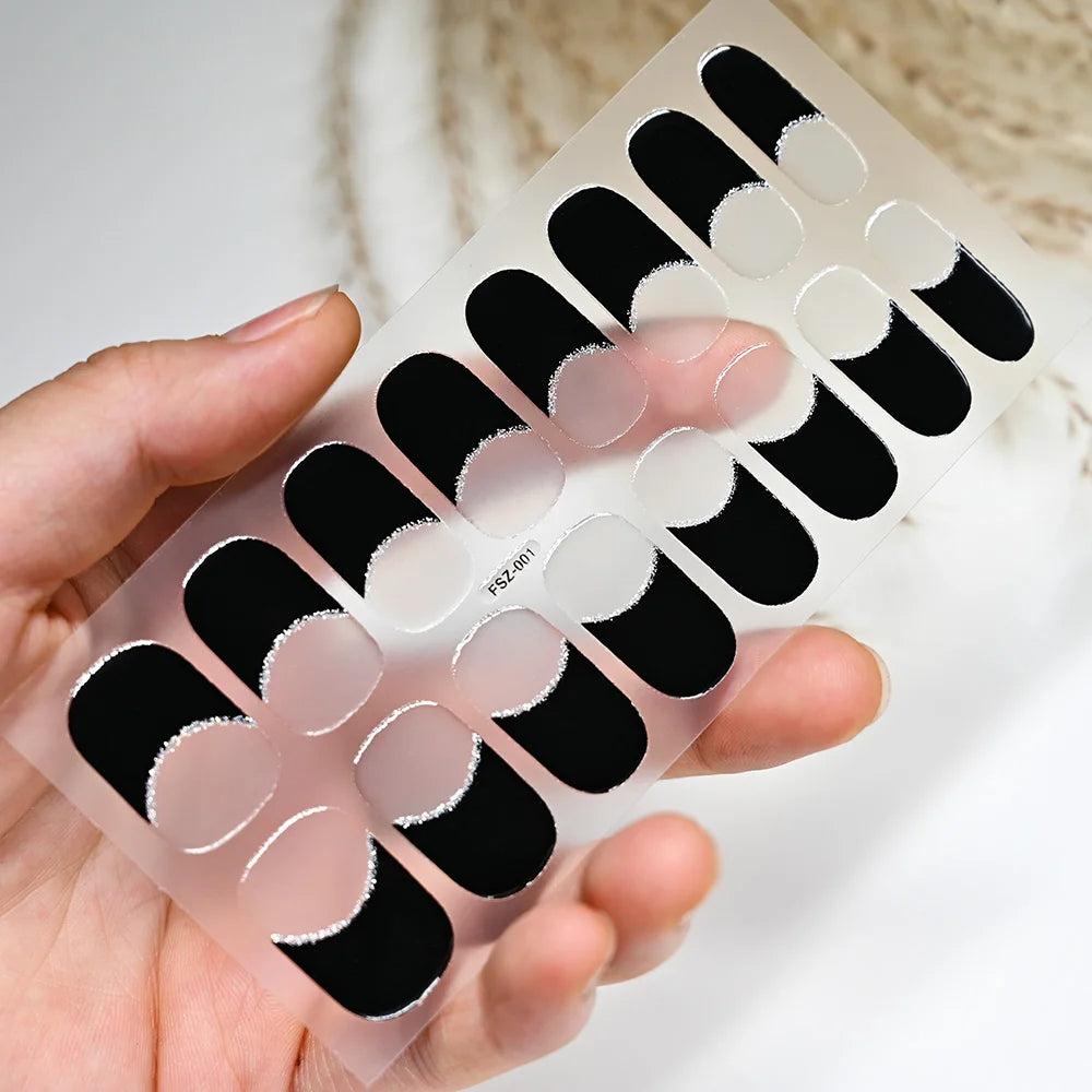 1 Sheet Semi-Cured Gel Nail Strips Waterproof Long Lasting