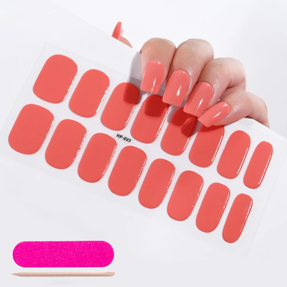 1 Sheet Semi-Cured Gel Nail Strips Waterproof Long Lasting