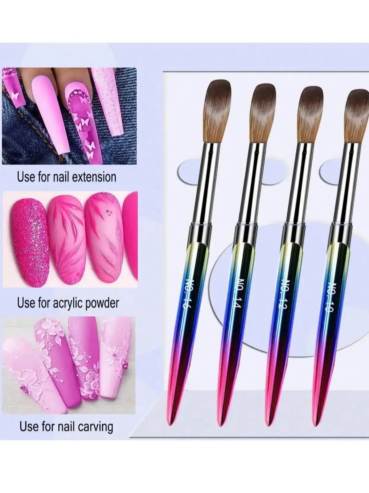 4Pcs Professional Acrylic Nail Brush Set