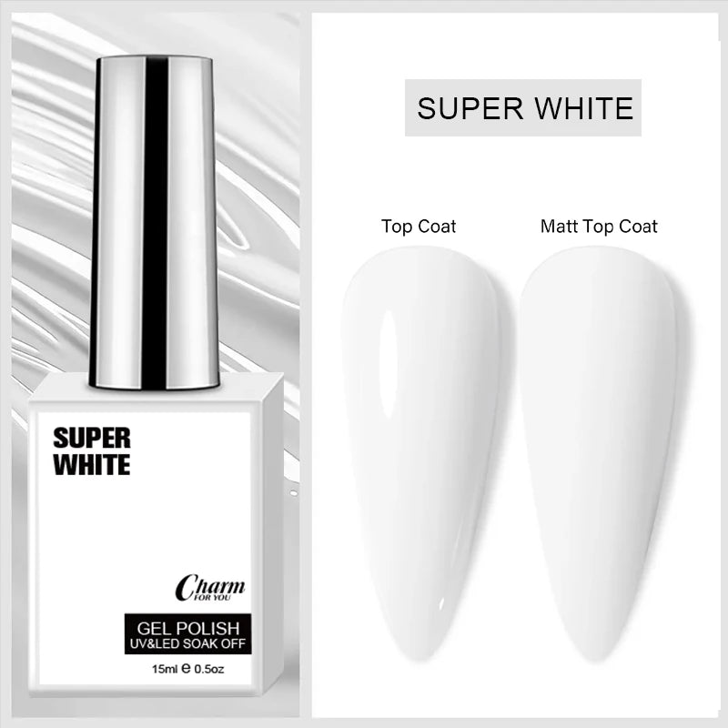 Charm 15ml Classic Gel Nail Polish Vibrant Black, White, and Red Shades