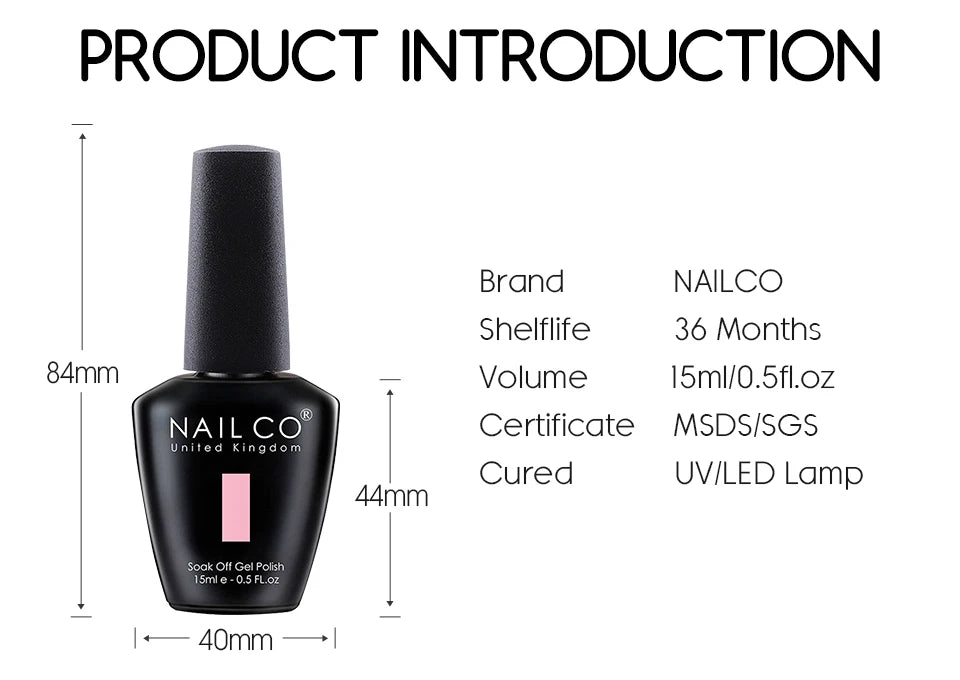 NAILCO 15ml Translucent Gel Nail Polish Semi-permanent Varnish