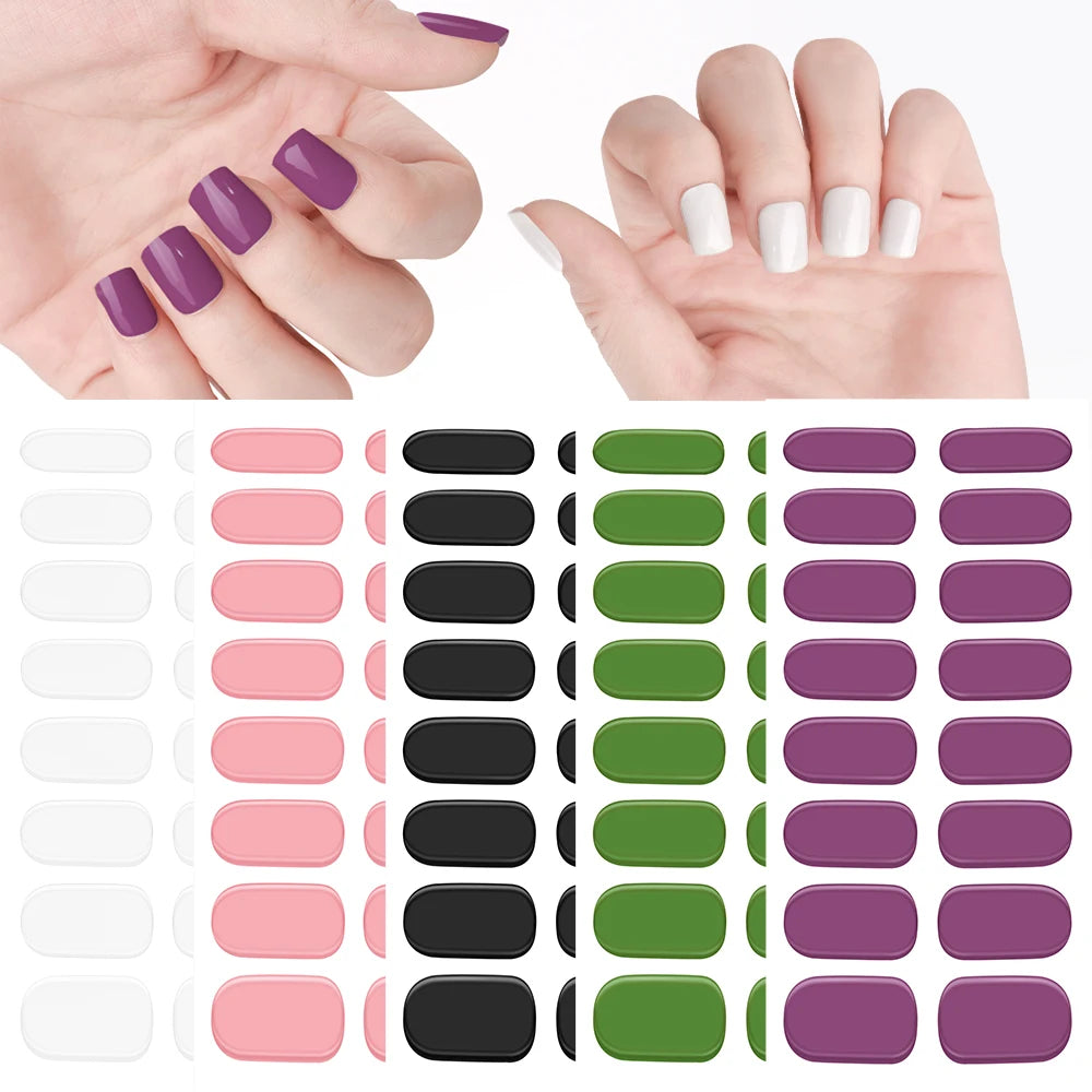 1 Sheet Semi-Cured Gel Nail Strips Waterproof Long Lasting