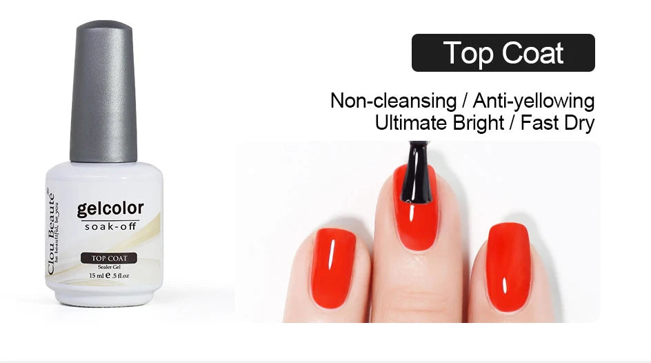 Clou Beaute No Wipe Top and Base Coat Gel Polish