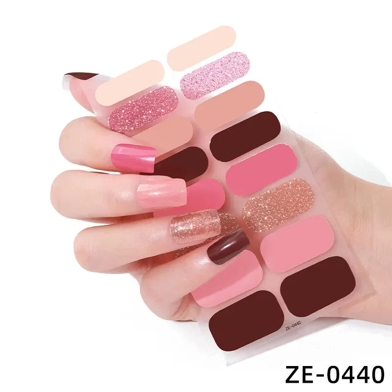 1 Sheet Semi-Cured Gel Nail Strips Waterproof