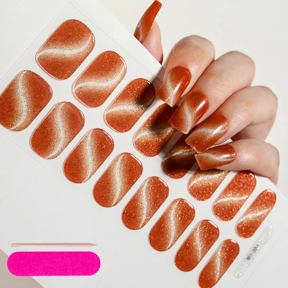 1 Sheet Semi-Cured Gel Nail Strips Waterproof Long Lasting