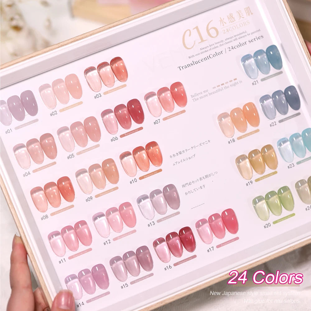 Vendeeni 24 Colors Jelly Transparent Gel Nail Polish 15ml