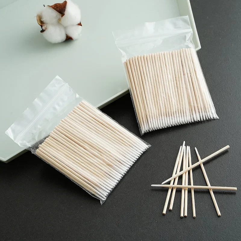 100-3000 Wood Cotton Swab Clean Sticks Nail Polish Remover