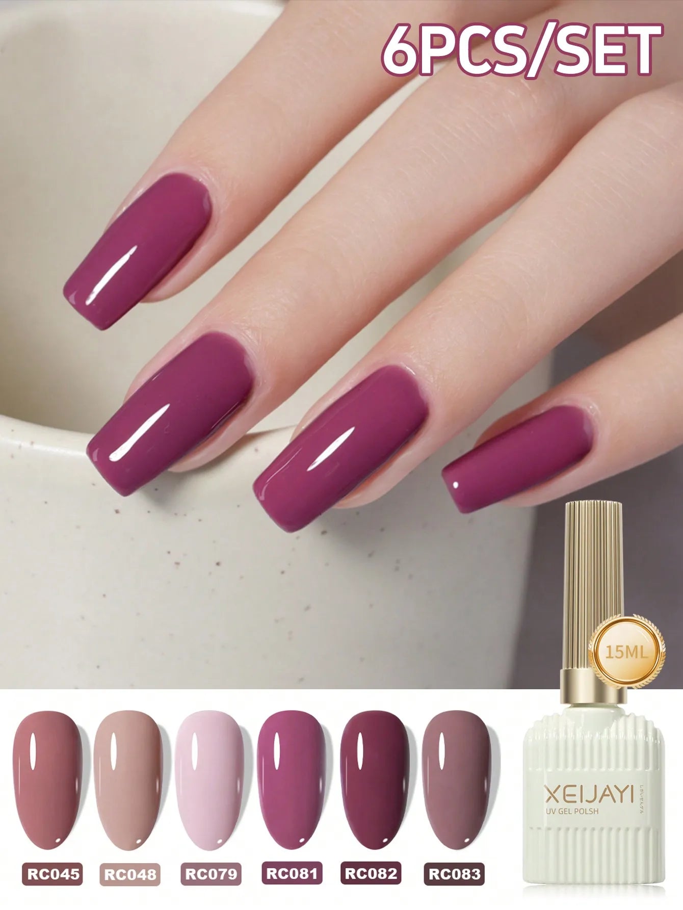 XEIJAYI 6pc 15ML Gel Nail Polish Set