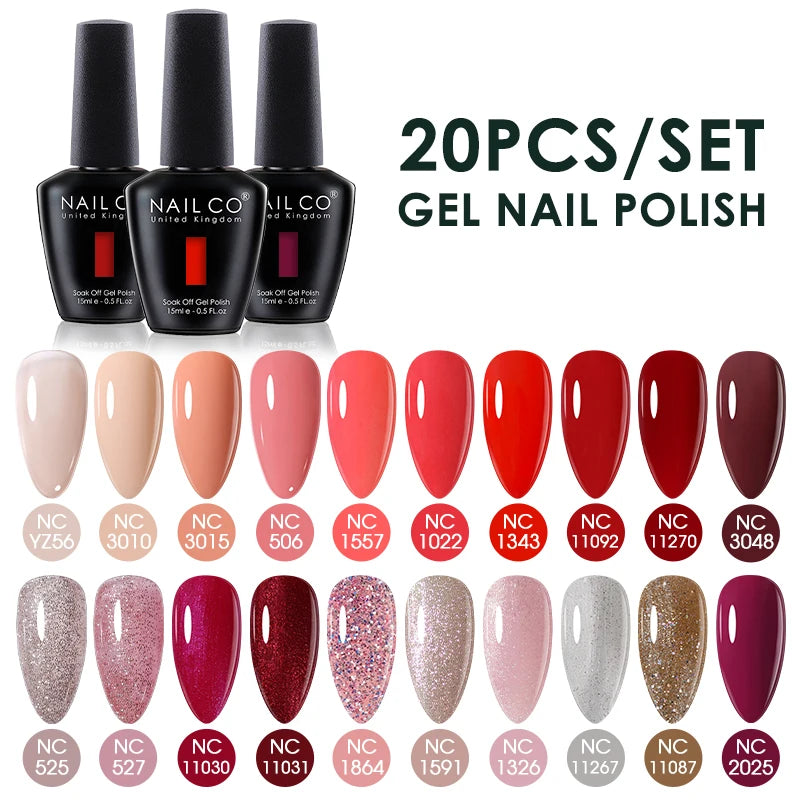 NAILCO 15ml 20/30pcs Gel Nail Polish Set