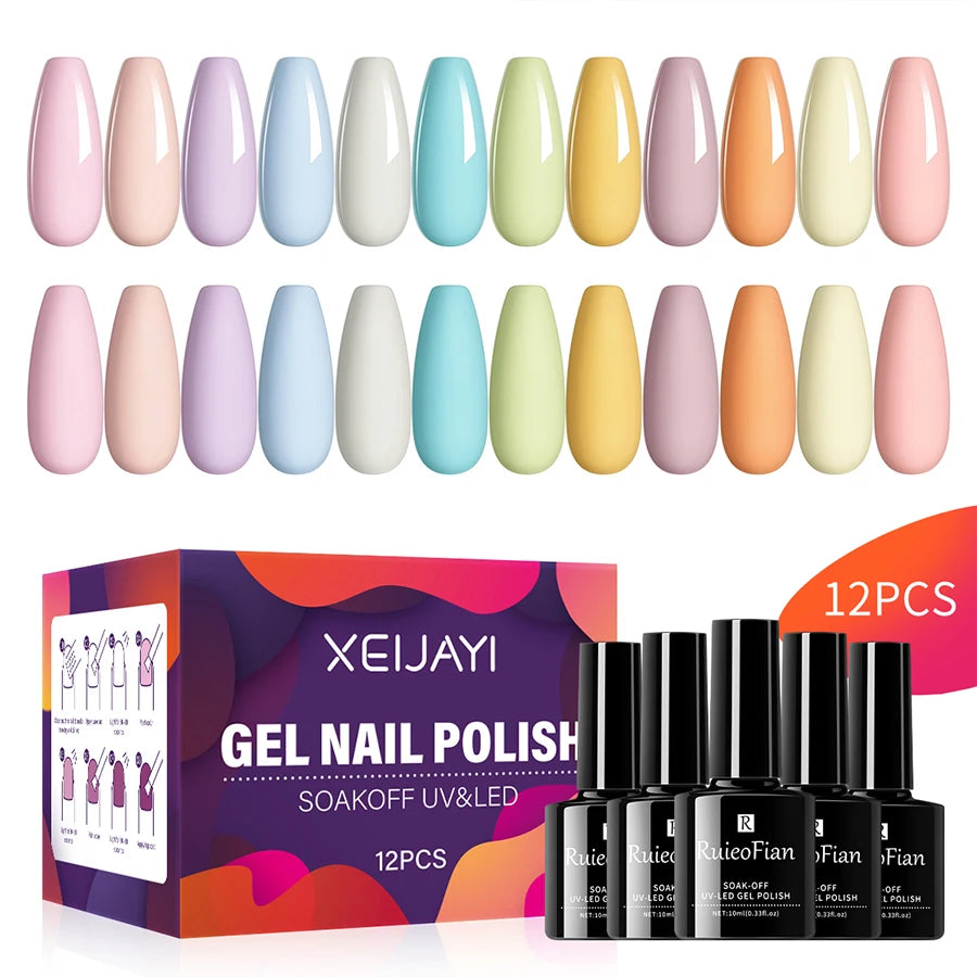 XEIJAYI 12pcs Macaron Gel Nail Polish
