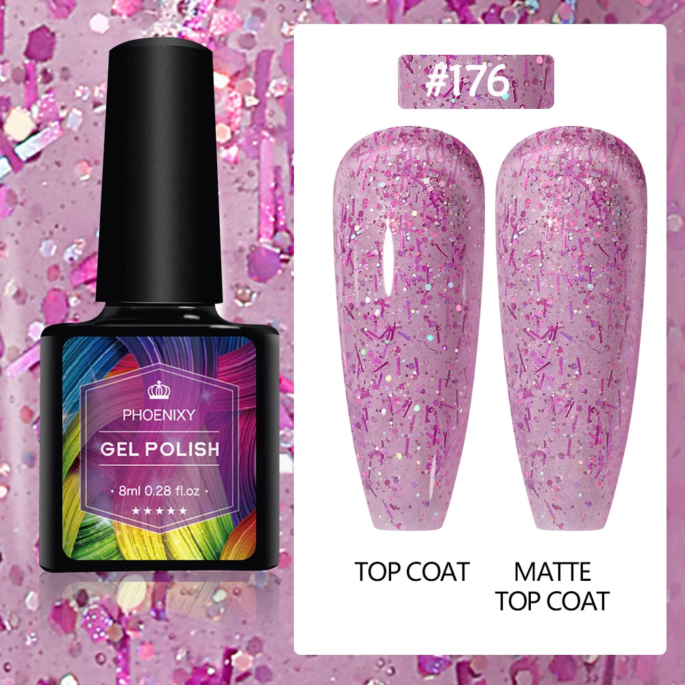 UV LED Gel Nail Polish 70 Colors Glitter 7ml