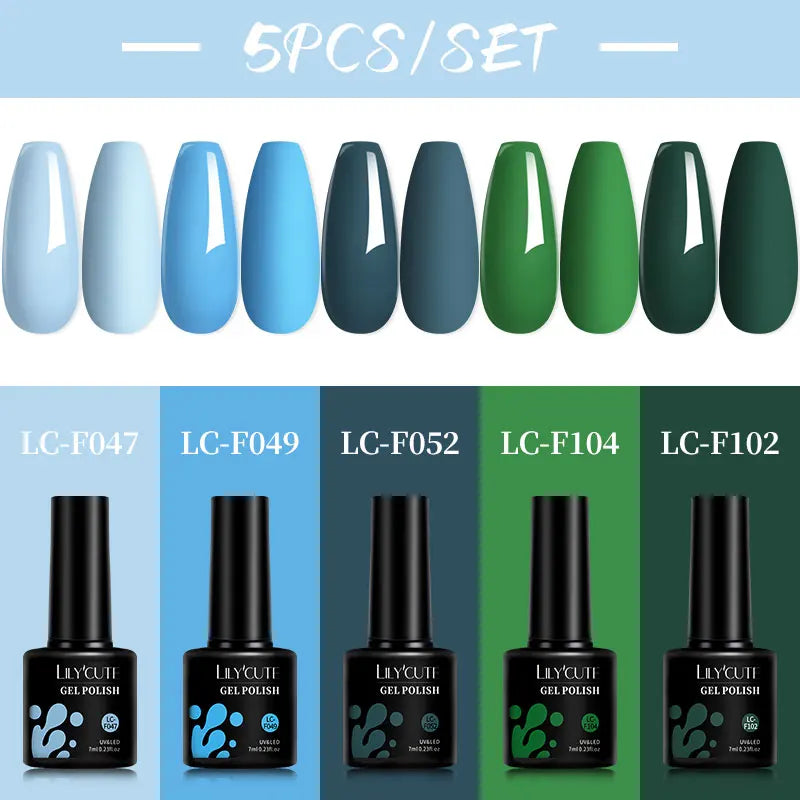 LILYCUTE 5pc/Set 7ML Semi Permanent UV Gel Polish Long Lasting Design