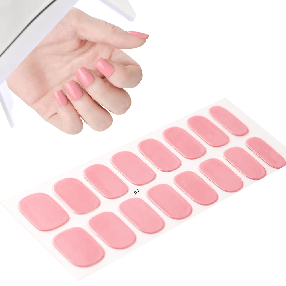 1 Sheet Semi-Cured Gel Nail Strips Waterproof Long Lasting