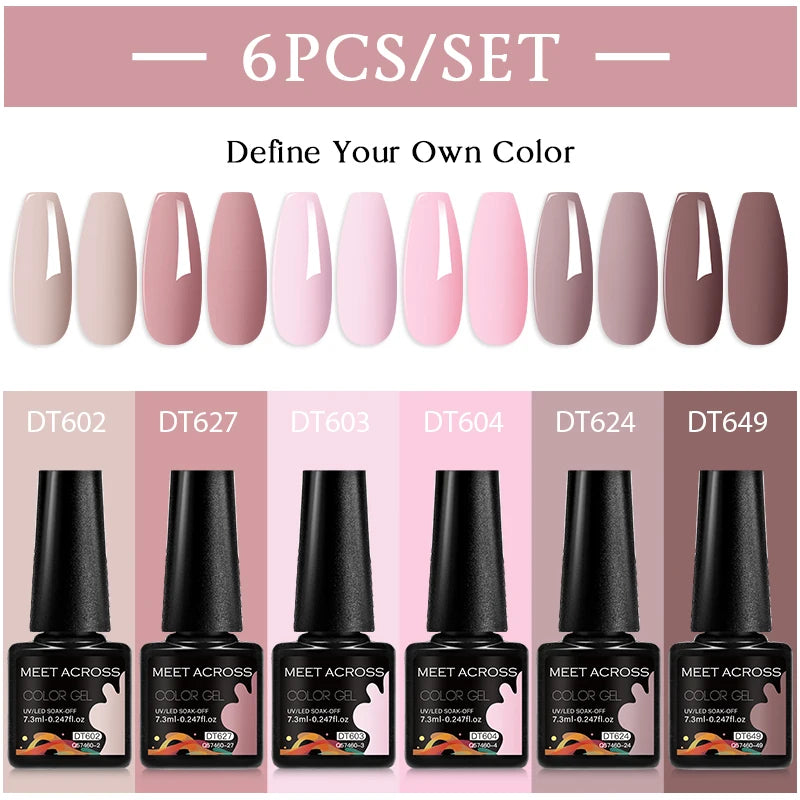 MEET ACROSS 6Pcs/Set 7.3ml Gel Nail Polish For Nails