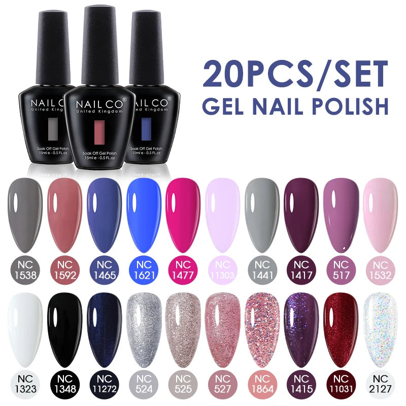 NAILCO 15ml 20/30pcs Gel Nail Polish Set