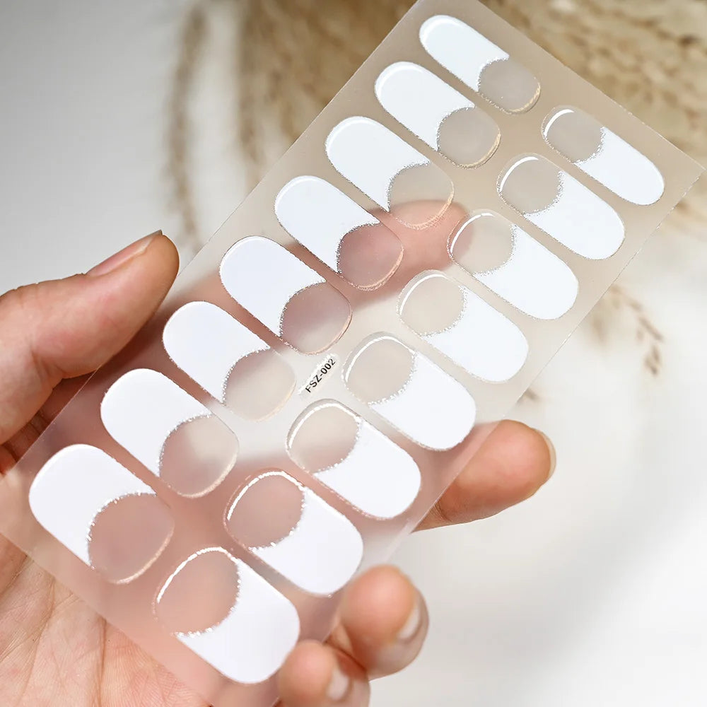 1 Sheet Semi-Cured Gel Nail Strips Waterproof Long Lasting