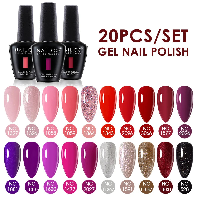 NAILCO 15ml 20/30pcs Gel Nail Polish Set