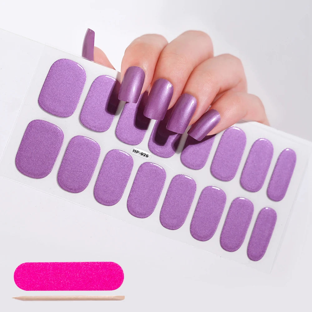 1 Sheet Semi-Cured Gel Nail Strips Waterproof Long Lasting