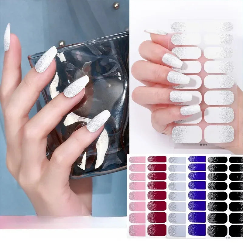 1 Sheet Semi-Cured Gel Nail Strips Waterproof