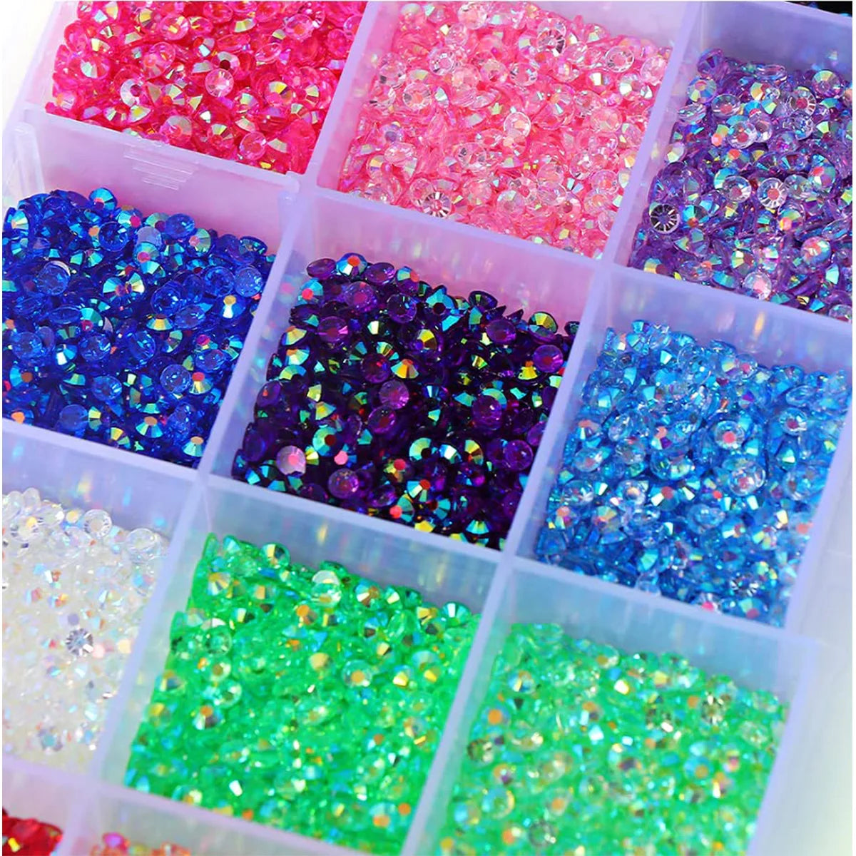 12000pcs Nail Art Rhinestones, 15 colors 3mm Flat Round