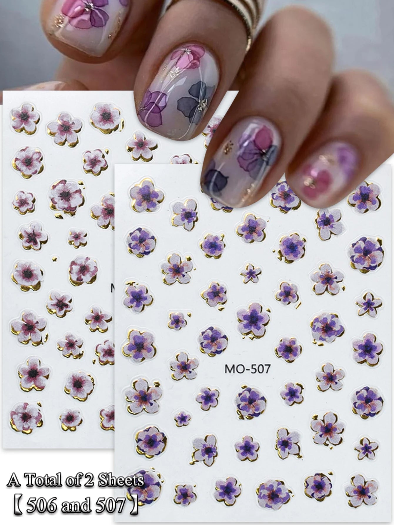 5D Floral Nail Stickers Self-Adhesive