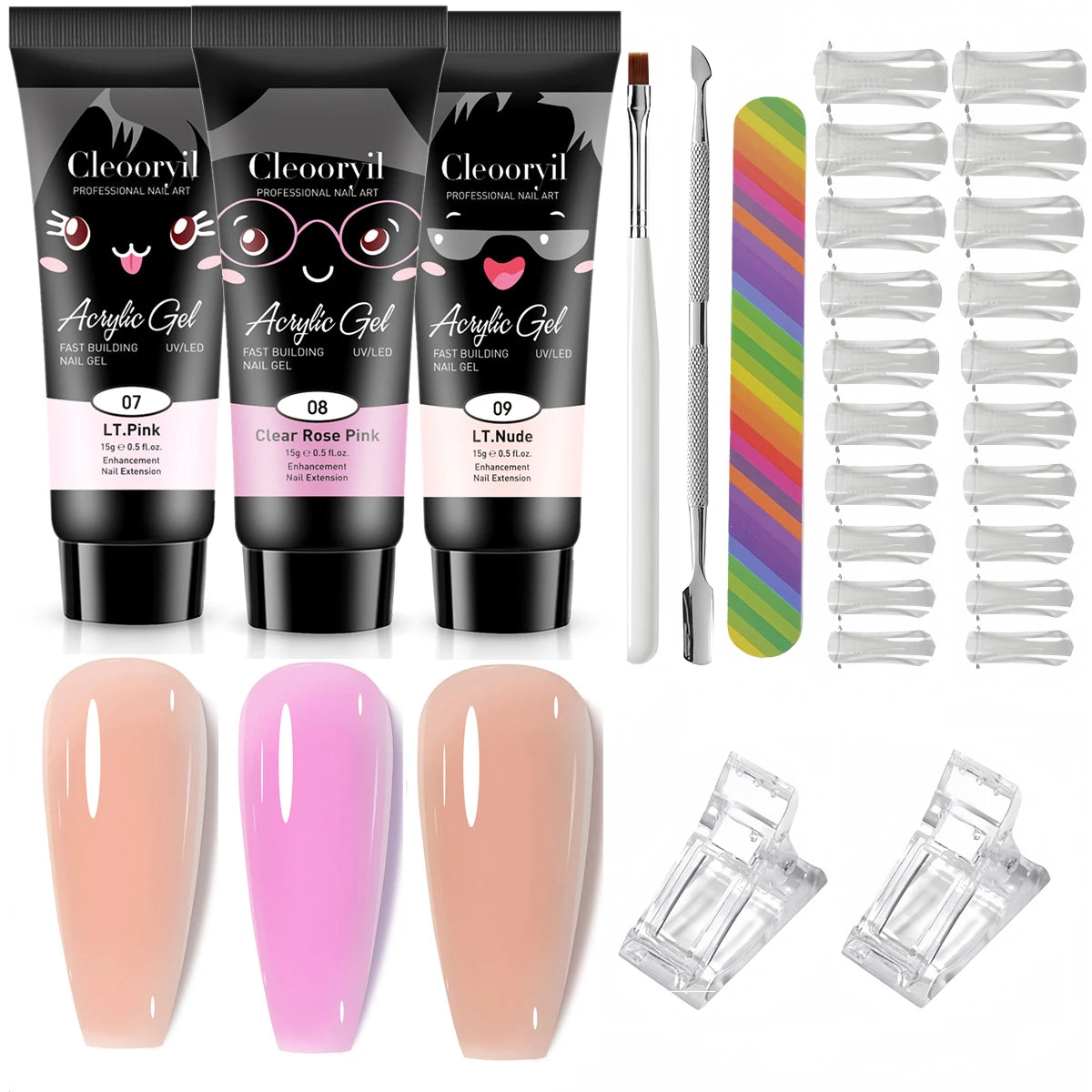 9pcs/set 15ML Nail Extension Gel Poly Gel Semi Permanent