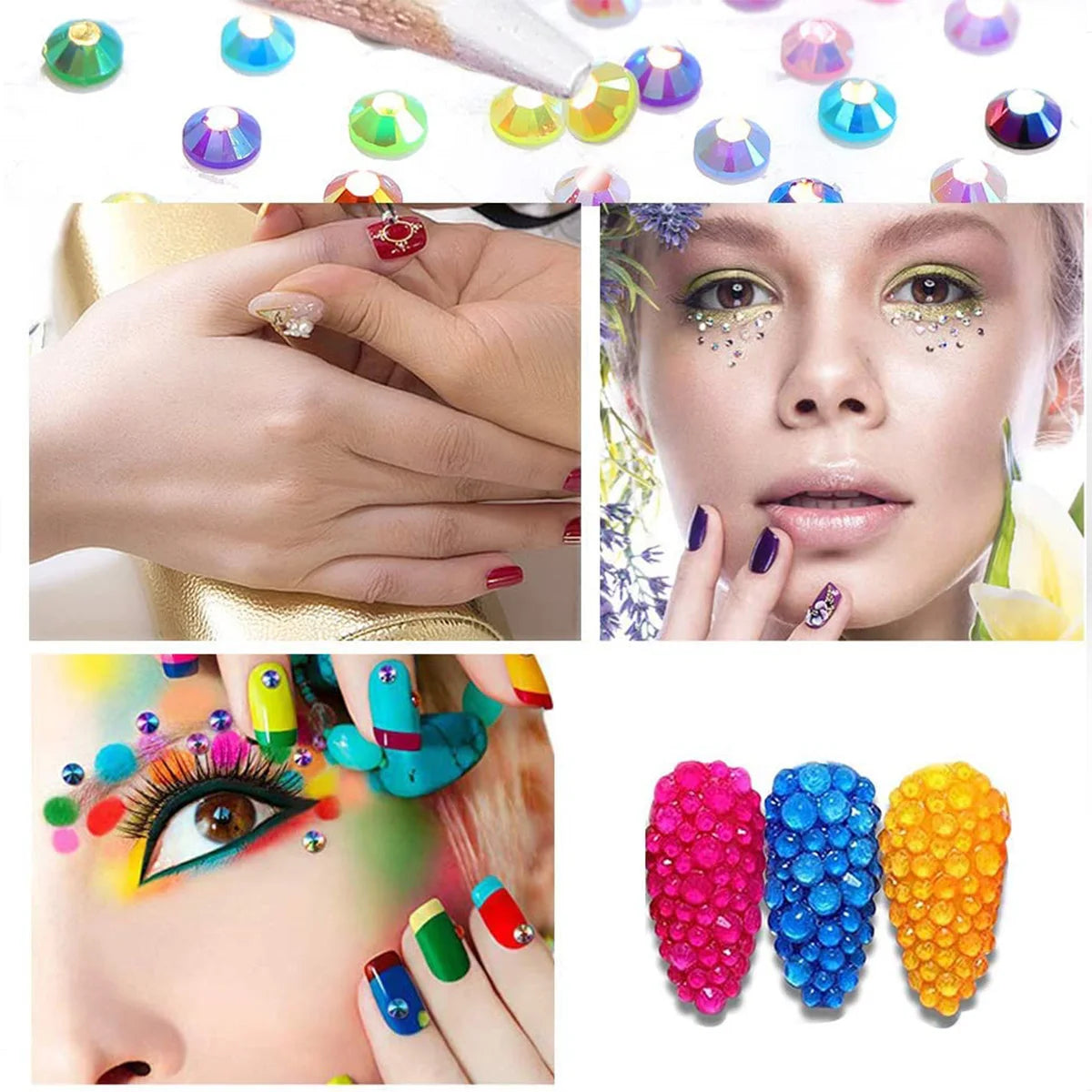 12000pcs Nail Art Rhinestones, 15 colors 3mm Flat Round