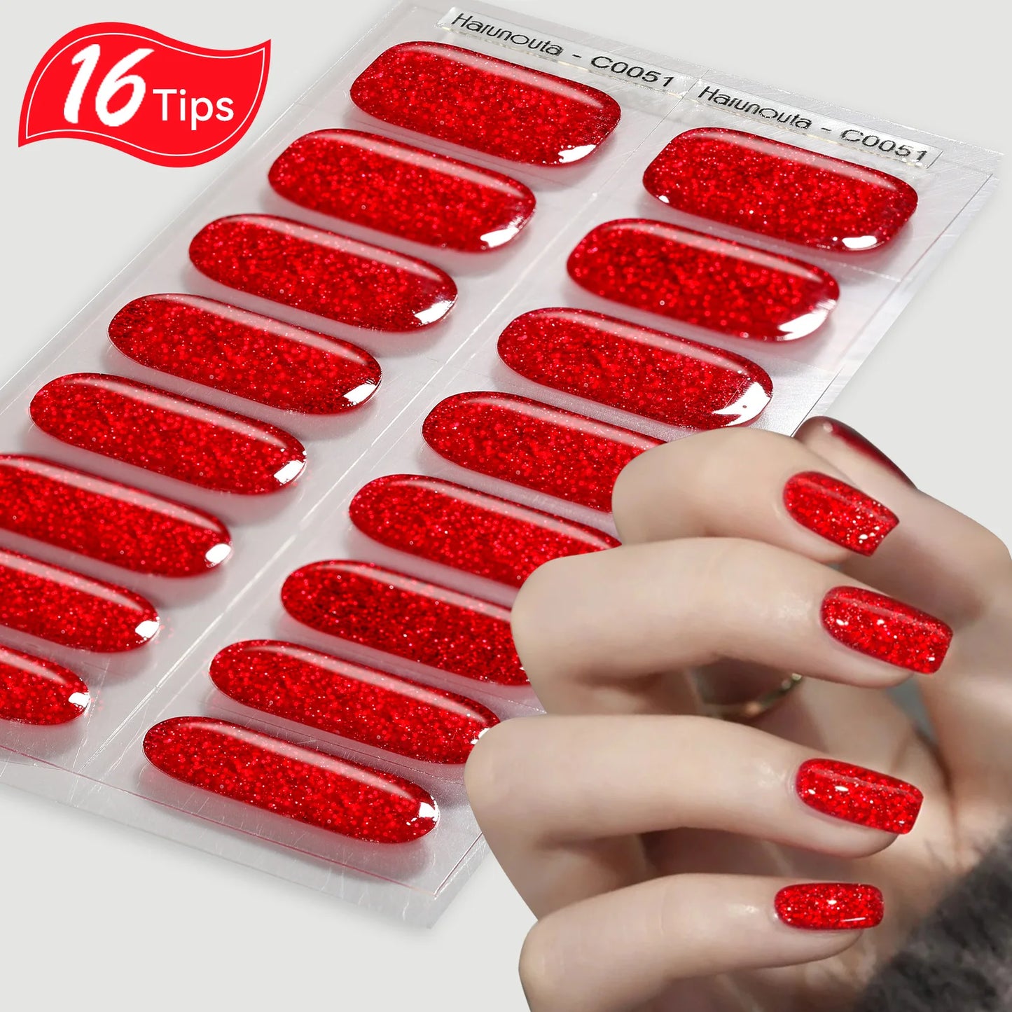 16 Tips Harunoura Semi Cured Gel Nail Strips