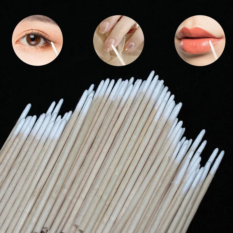 100-3000 Wood Cotton Swab Clean Sticks Nail Polish Remover