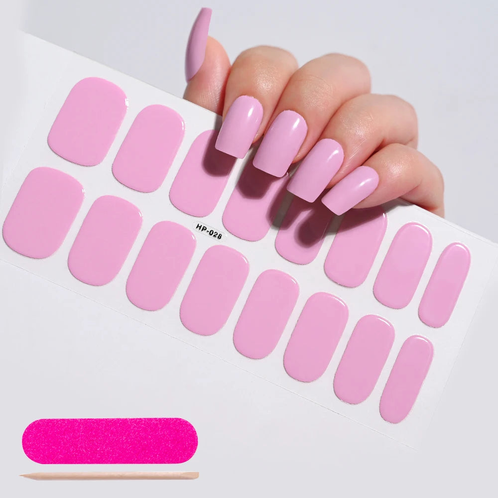 1 Sheet Semi-Cured Gel Nail Strips Waterproof Long Lasting