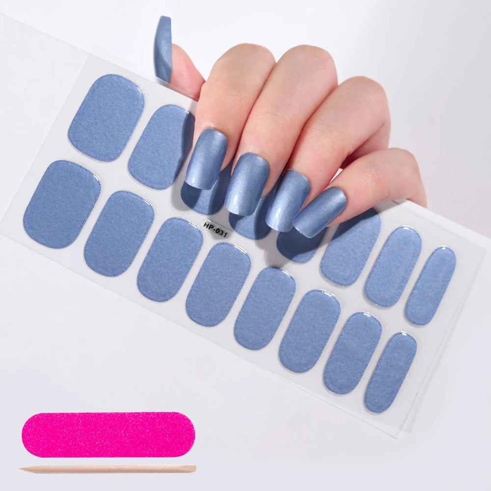 1 Sheet Semi-Cured Gel Nail Strips Waterproof Long Lasting