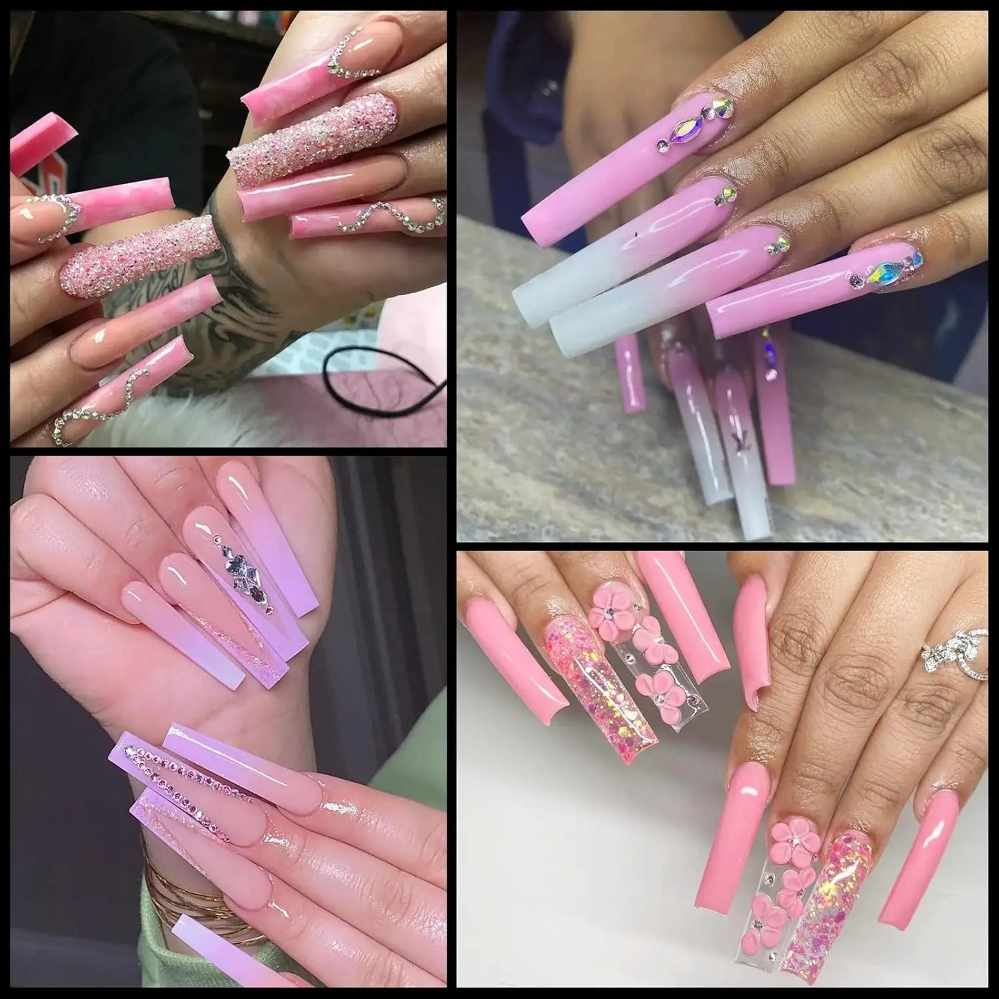 120Pcs Long Clear Various Size Nail Tips for Acrylic Nails