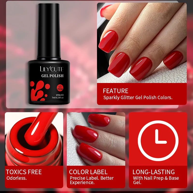 LILYCUTE 5pc/Set 7ML Semi Permanent UV Gel Polish Long Lasting Design