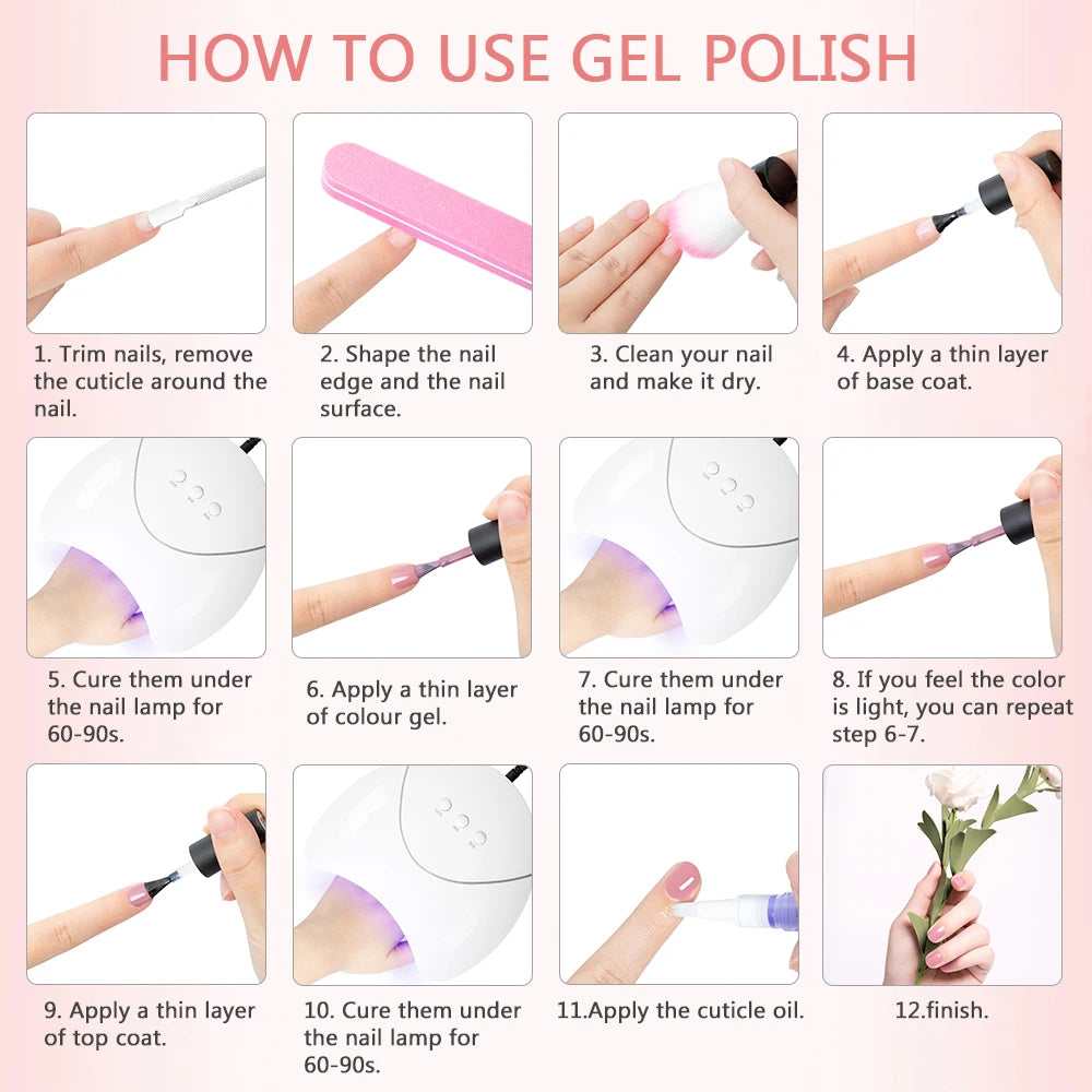 UV LED Gel Nail Polish 75 Colors Glitter 7ml