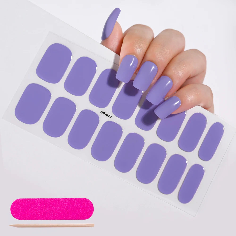 1 Sheet Semi-Cured Gel Nail Strips Waterproof Long Lasting