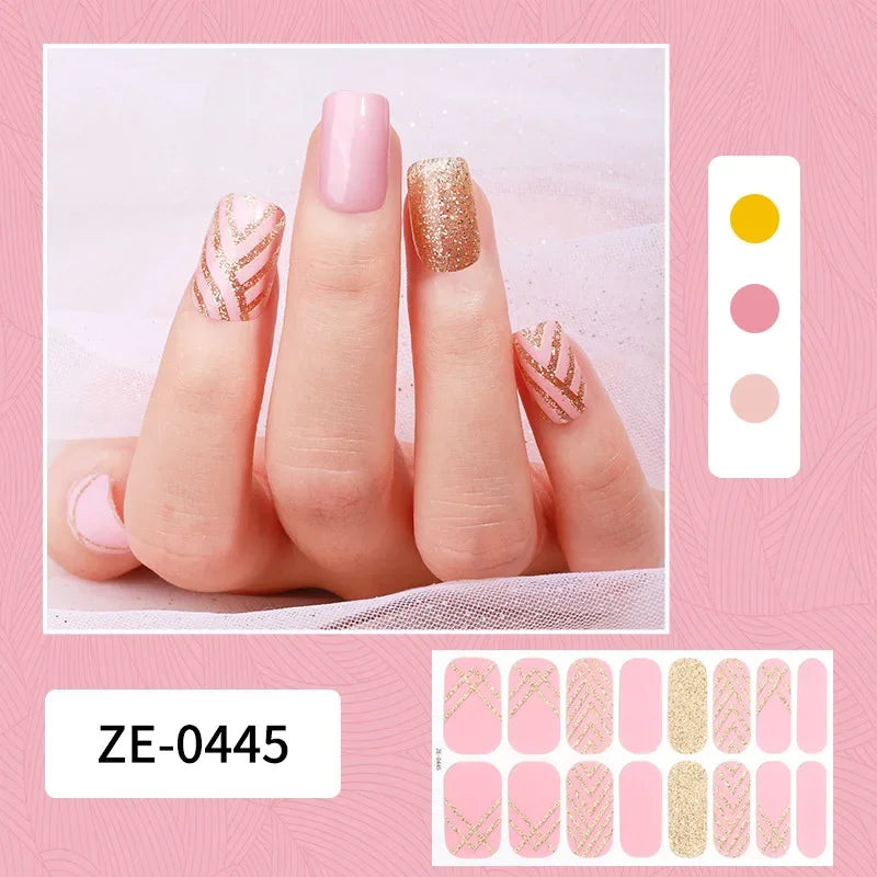 1 Sheet Semi-Cured Gel Nail Strips Waterproof